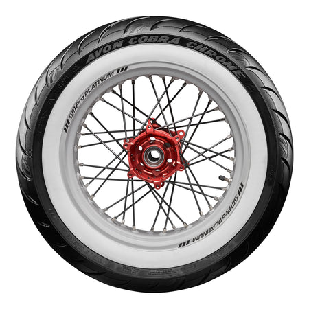 Avon Cobra Chrome 140/90B16 White Wall Rear Tyre (77H Rating) AV92