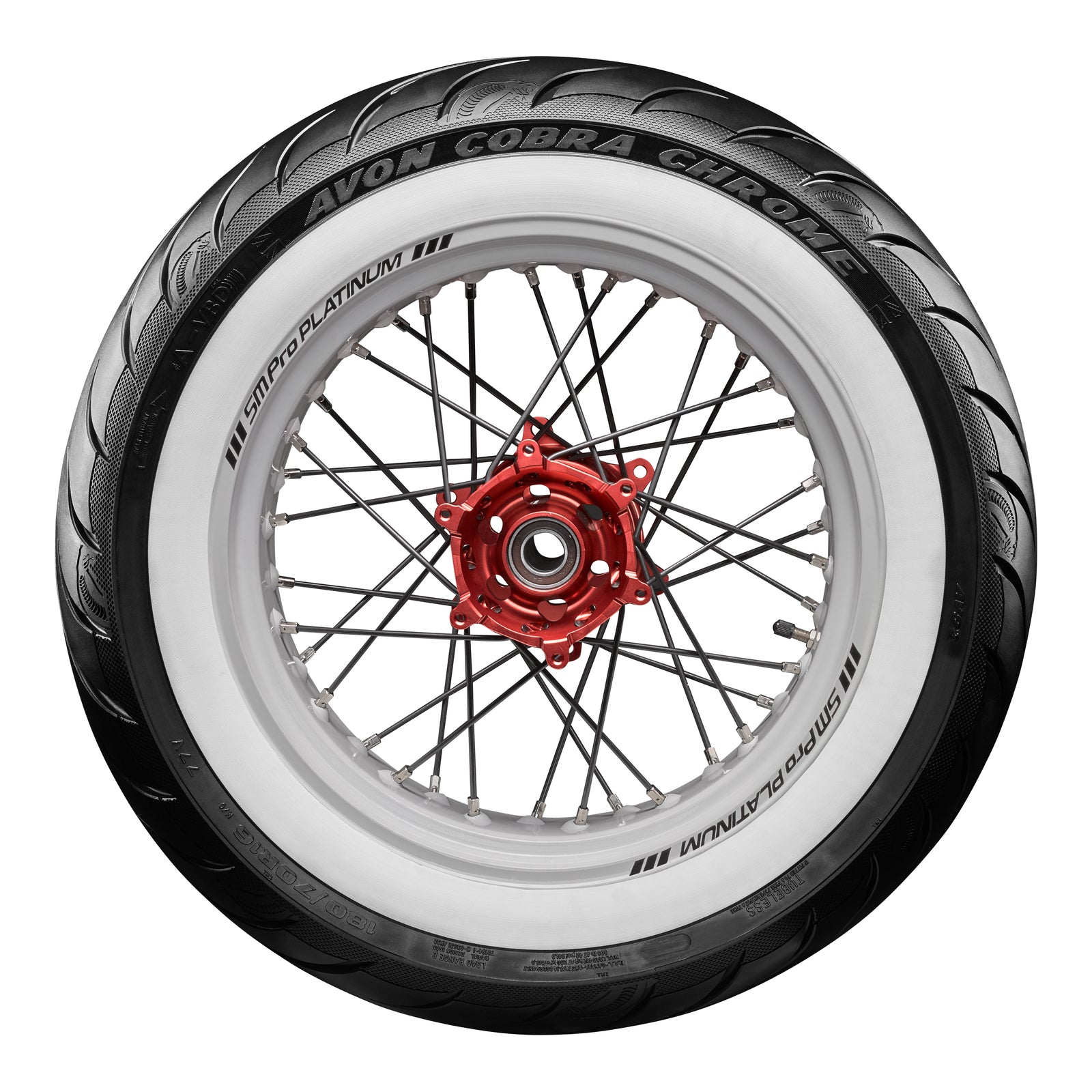 Avon Cobra Chrome 180/65B16 White Wall Rear Tyre (81H Rating) AV92