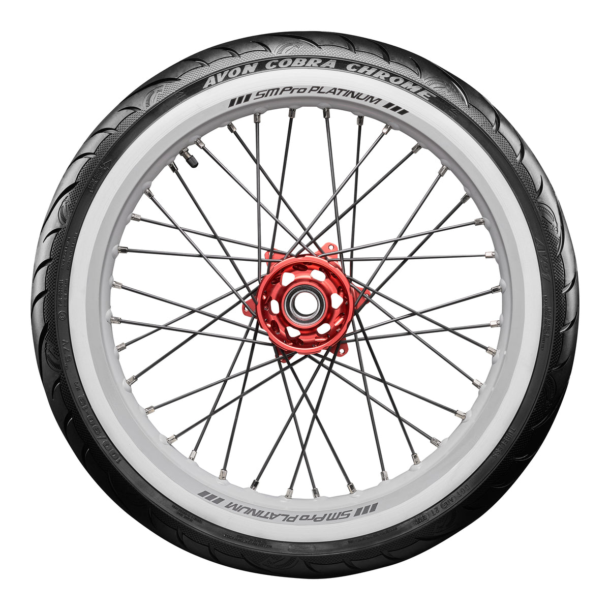 Avon Cobra Chrome MT90B16 (130/90B16) White Wall Front Tyre (74H Rating) AV91
