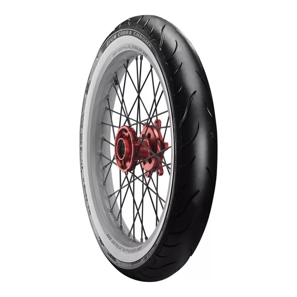 Avon Cobra Chrome MH90-21 (80/90-21) White Wall Front Tyre (56V Rating) AV91