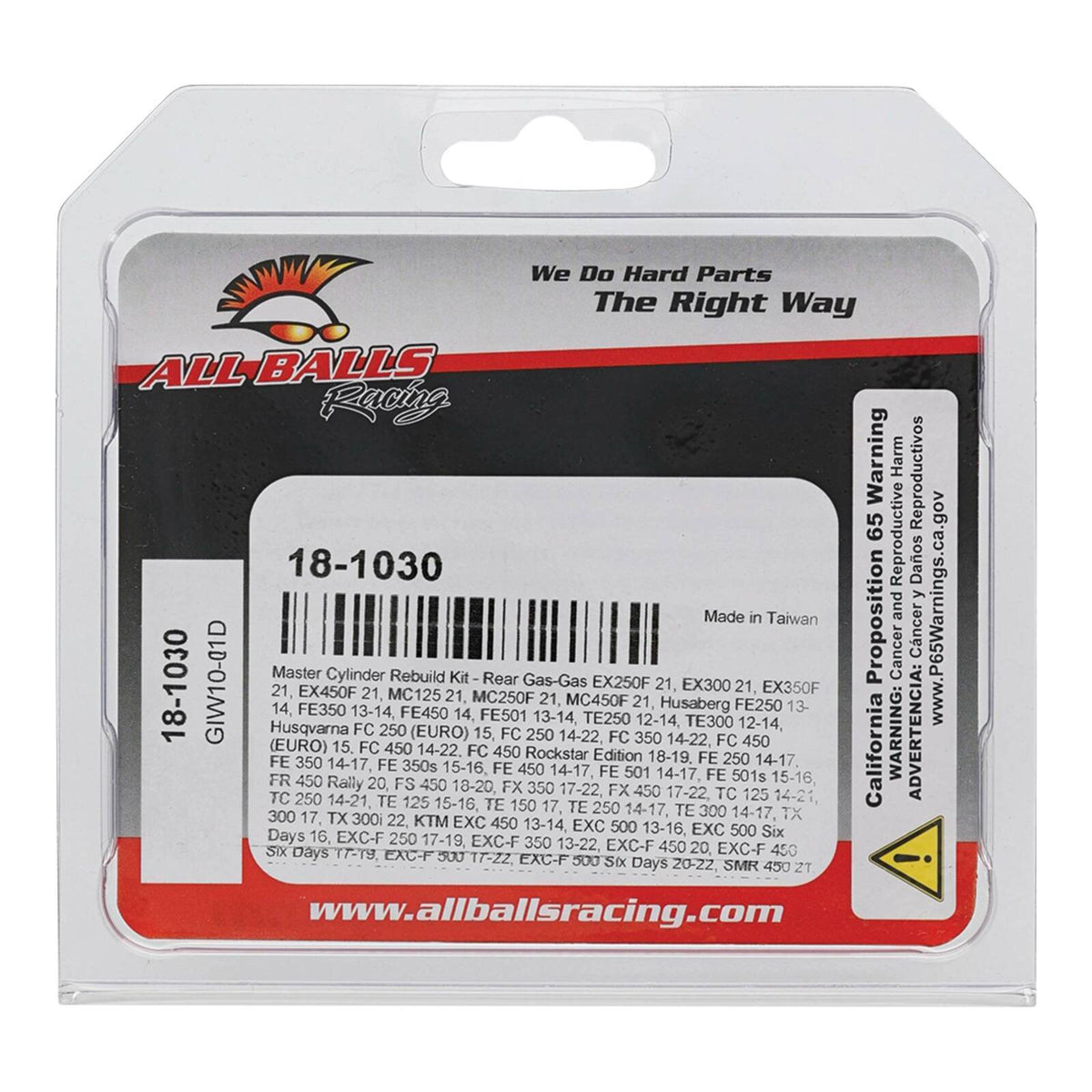 All Balls Racing Master Cylinder Rebuild Kit (18-1030)