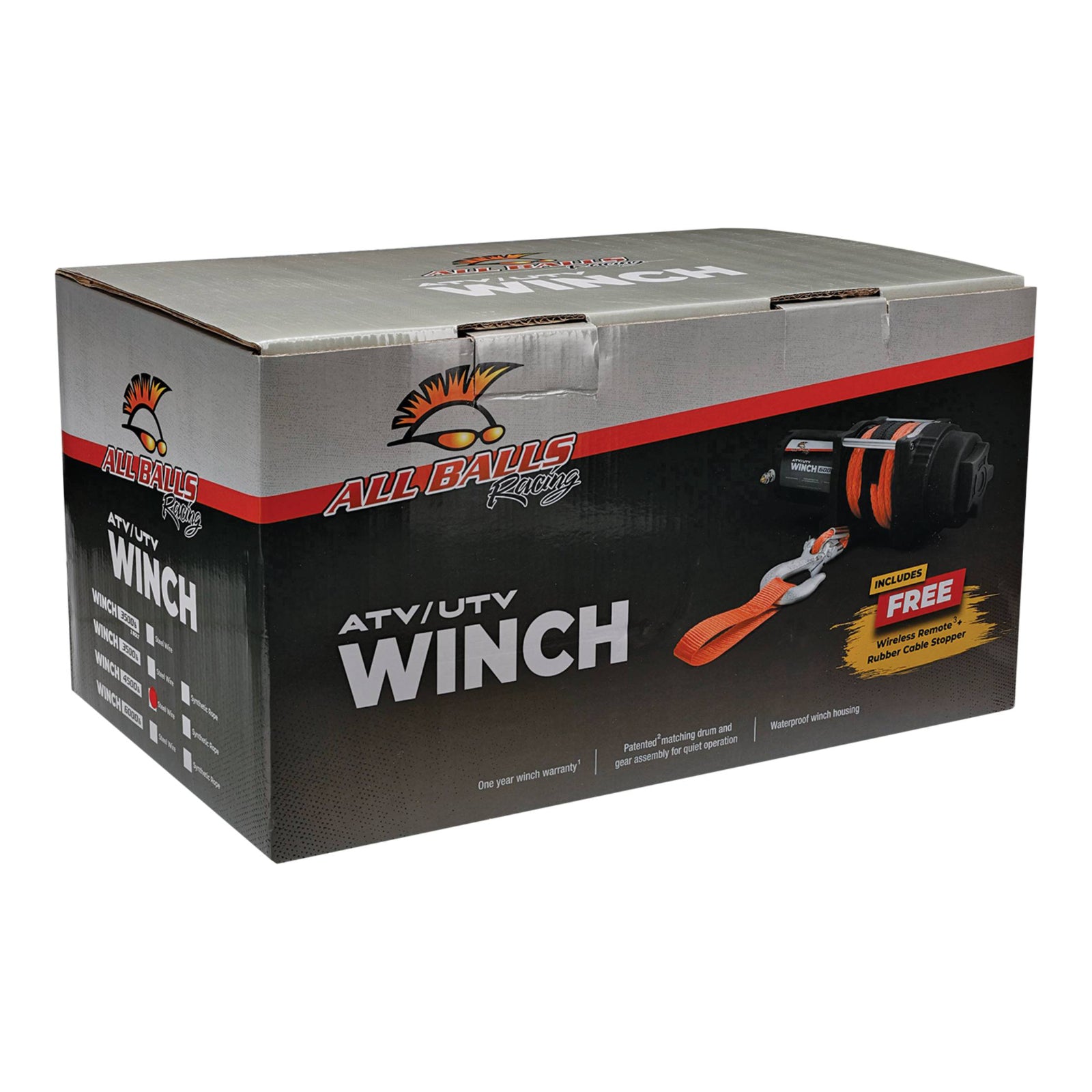 All Balls 4 Bolt Winch 4500lb with 33ft Steel Wire