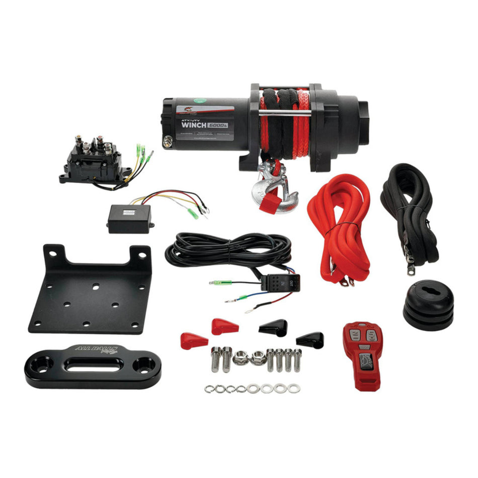 ALL BALLS 4 BOLT WINCH 6000LB with 33FT SYNTHETIC ROPE