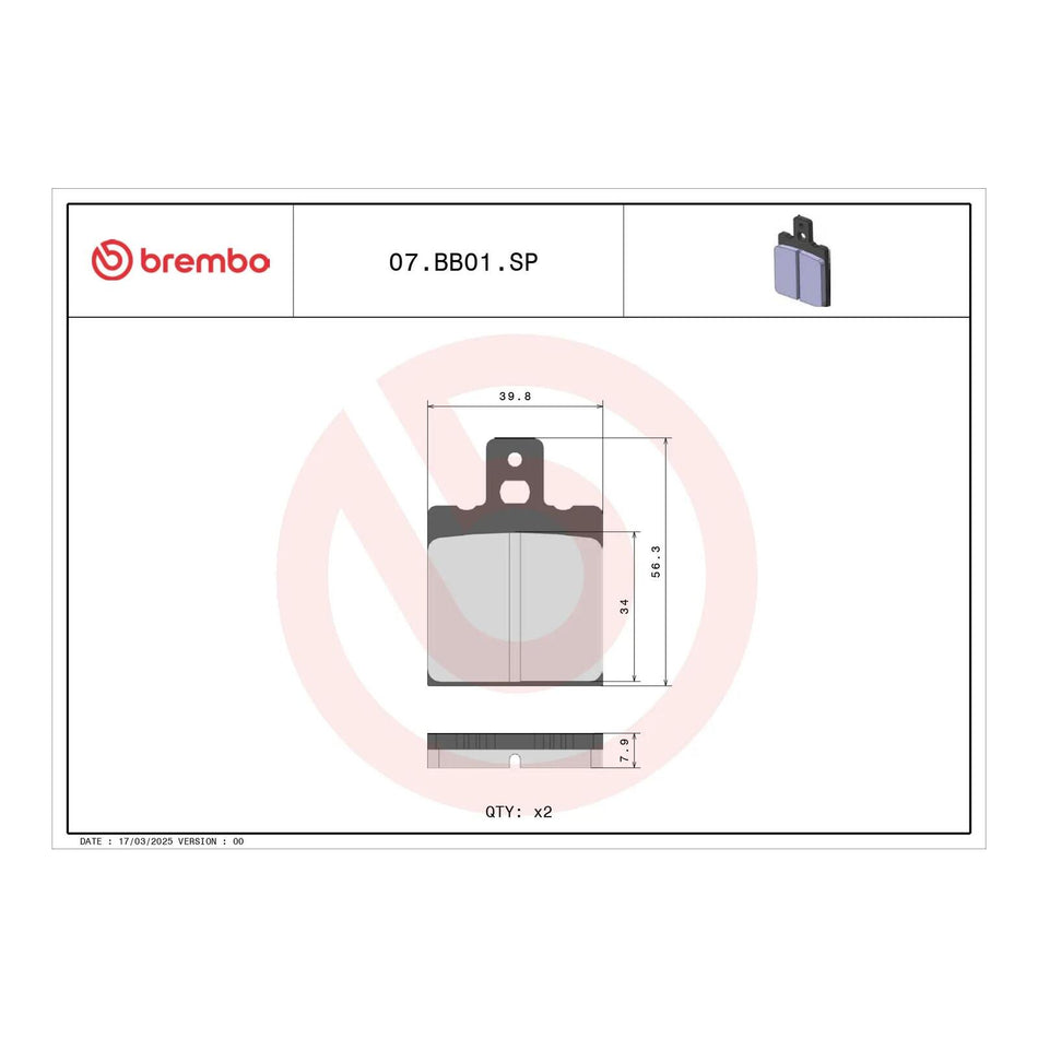 Brembo Prime Brake Pad Sinter Rear 07BB01SP