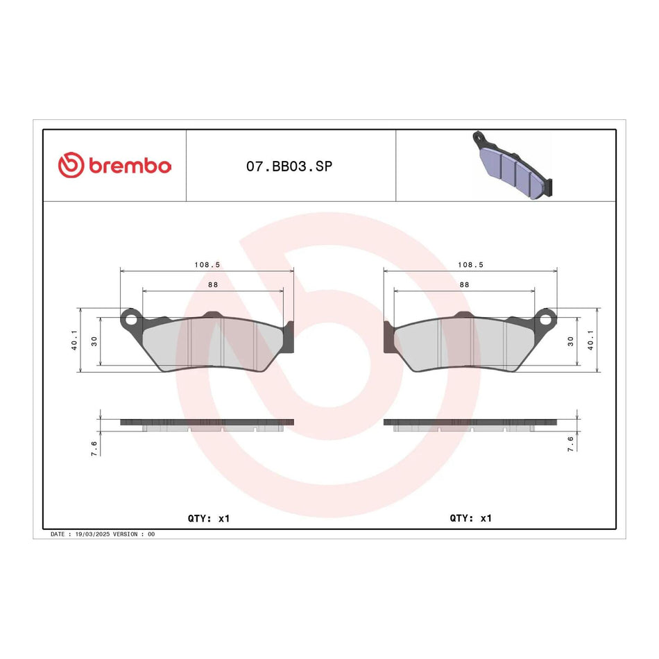 Brembo Prime Brake Pad Sinter Rear 07BB03SP