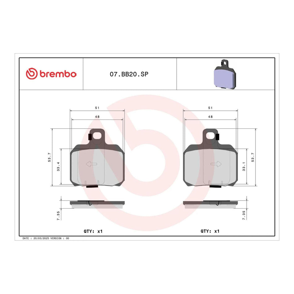 Brembo Prime Brake Pad Sinter Rear 07BB20SP