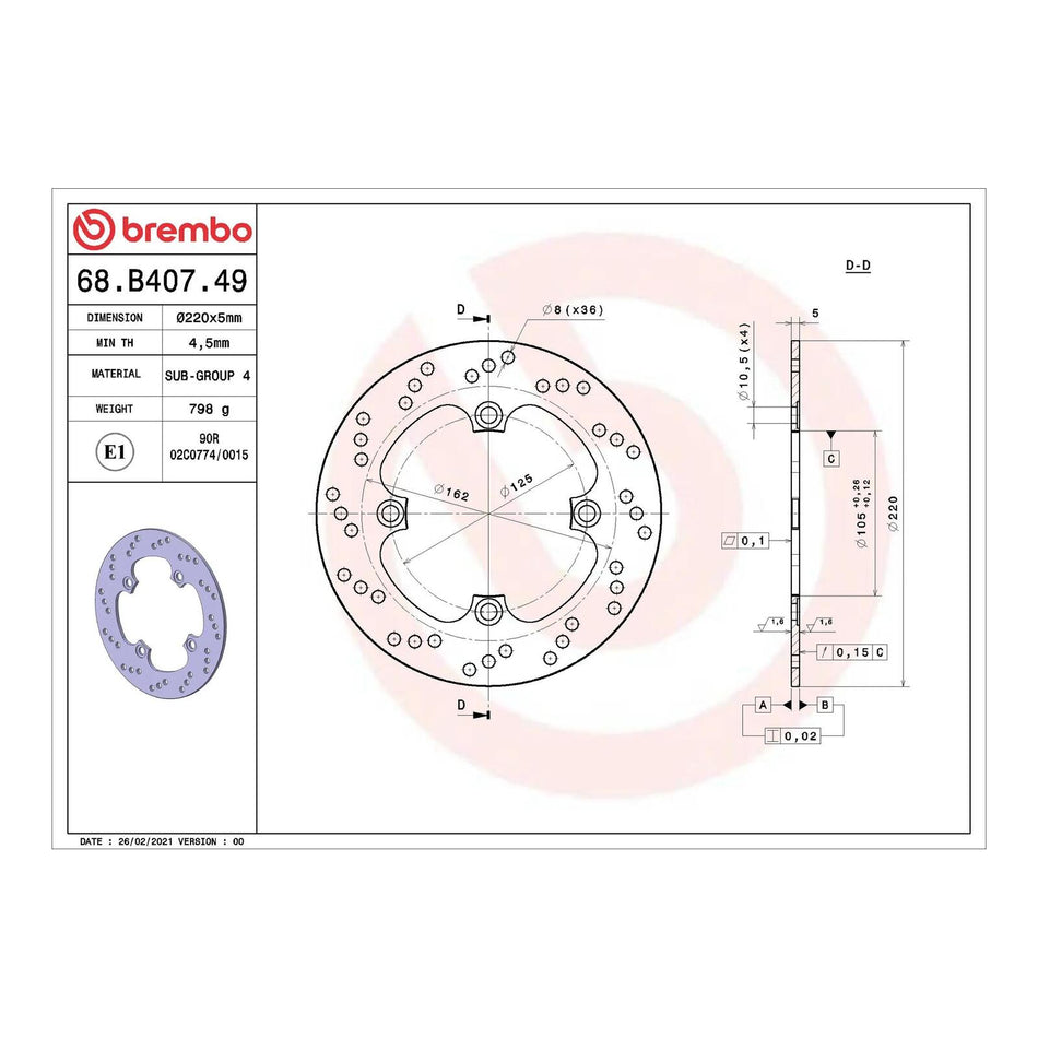 Brembo Prime Brake Disc Serie Oro Front 68B40749