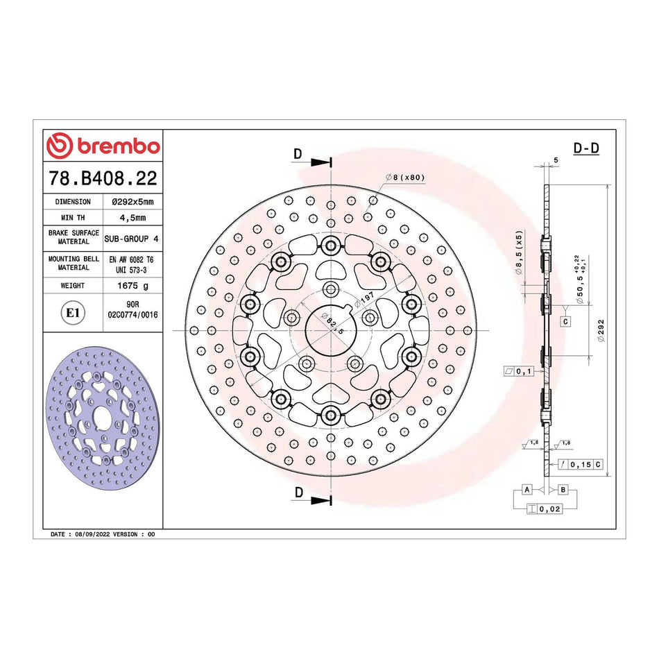 Brembo Prime Brake Disc Serie Oro Front 78B40822