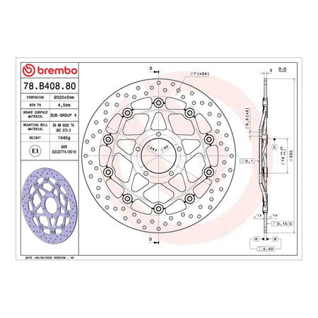 Brembo Prime Brake Disc Serie Oro Front 78B40880