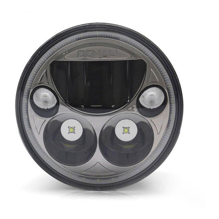 Denali M5 E-Mark LED Headlight Module - 5.75 Round, Black Chrome