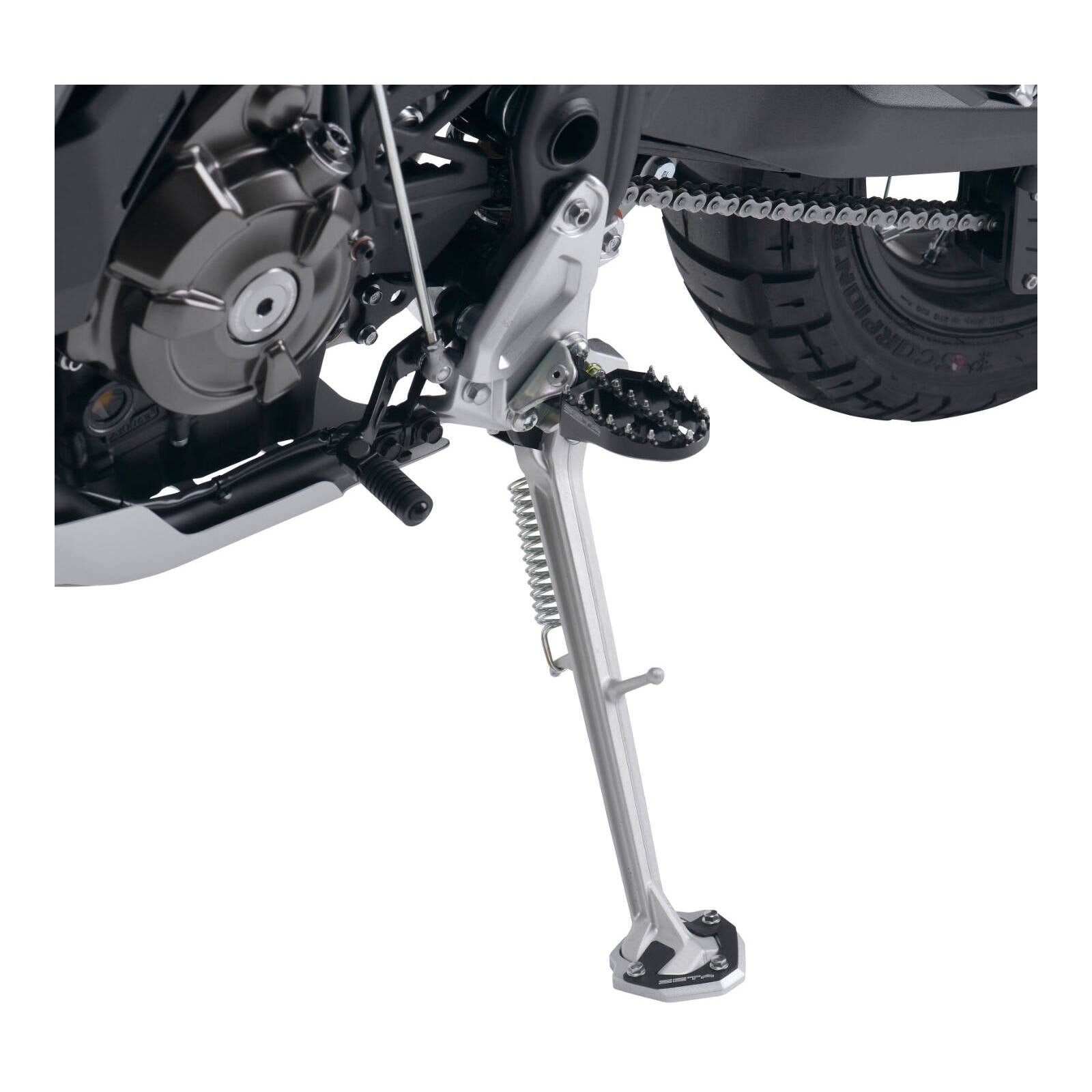 Zeta Side Stand Extender - Black / Silver - Yamaha Tenere 700 ('20-)