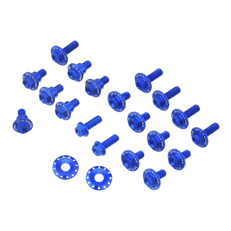 Zeta Aluminium Plastic Bolt Set - Yamaha YZ125 / YZ250 ('22-) 21 Piece - Blue