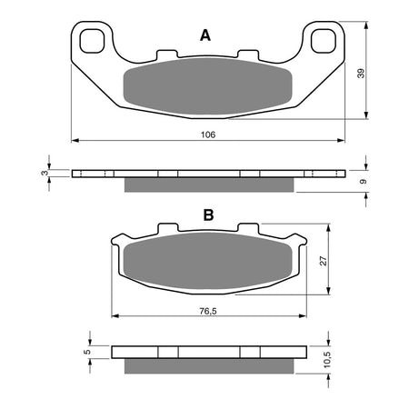 GOLDfren Brake Pads Sintered Sports GF044 - S3 (PH60)