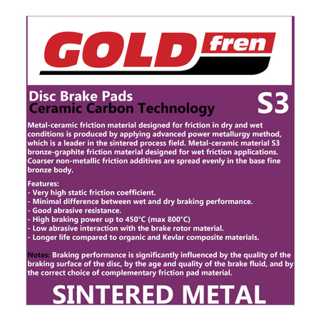 GOLDfren Brake Pads Sintered Sports GF093 - S3 ( PH124 )
