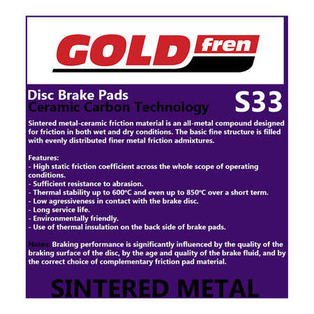 GOLDfren Brake Pads GF214 - S33