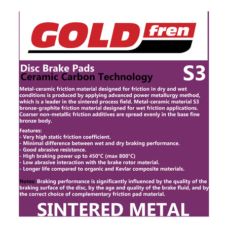 GOLDfren Brake Pads Sintered Sports GF298 - S3 ( PH431 )
