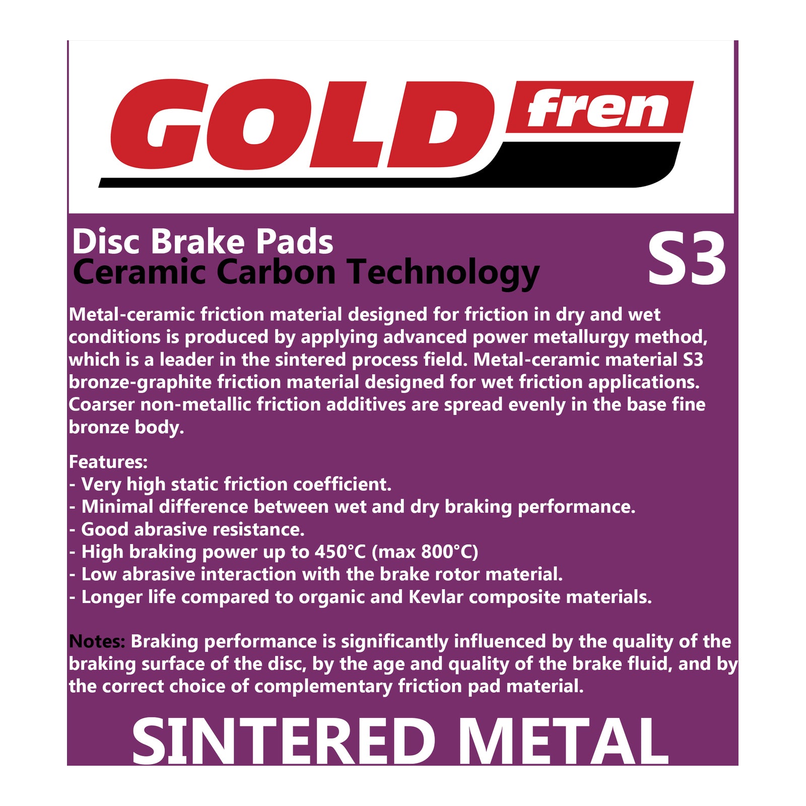GOLDfren Brake Pads GF307 - S3