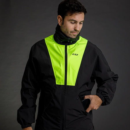 LS2 X-Rain Jacket - Black / Hi-Vis Yellow