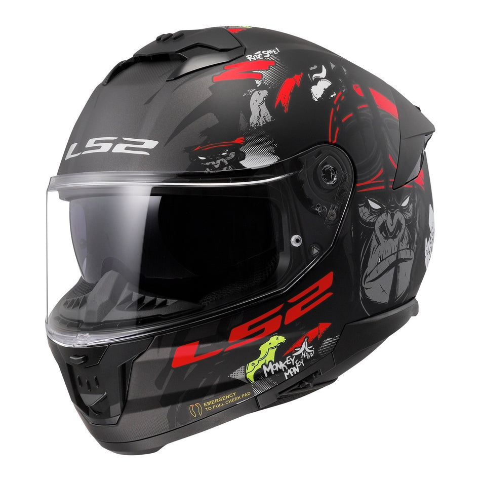 LS2 FF808 Stream II Angry Monkey Helmet - Matte Black / Red 06