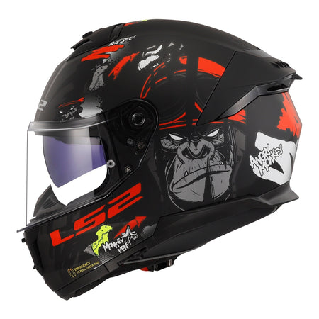 LS2 FF808 Stream II Angry Monkey Helmet - Matte Black / Red 06