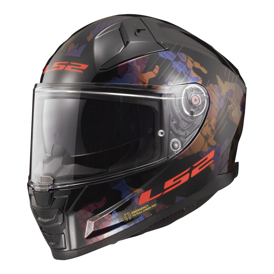LS2 FF811 Vector II Kamo Helmet - Black / Blue / Titanium 06