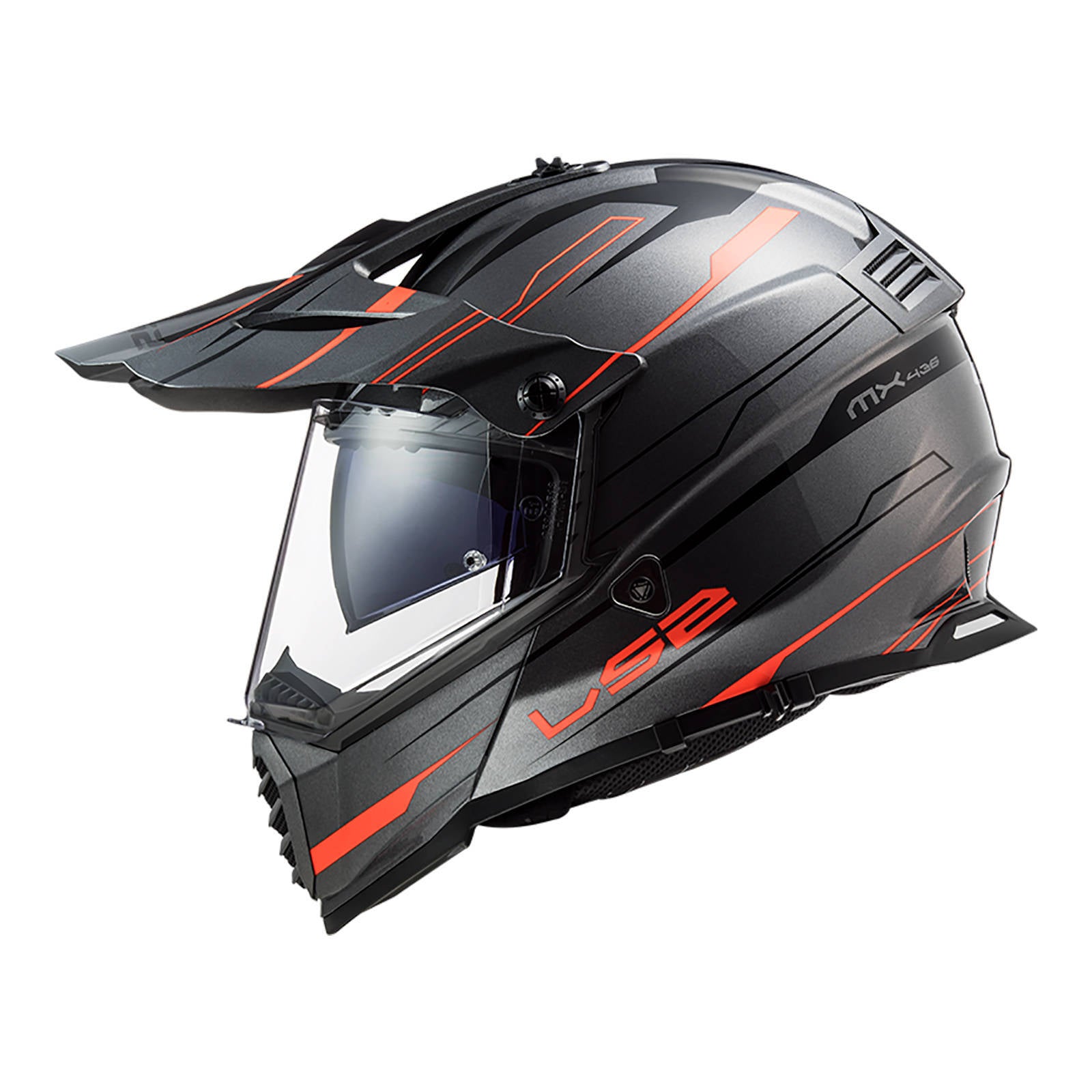 LS2 MX436 Pioneer Evo Knight Helmet - Titanium / Fluro Orange