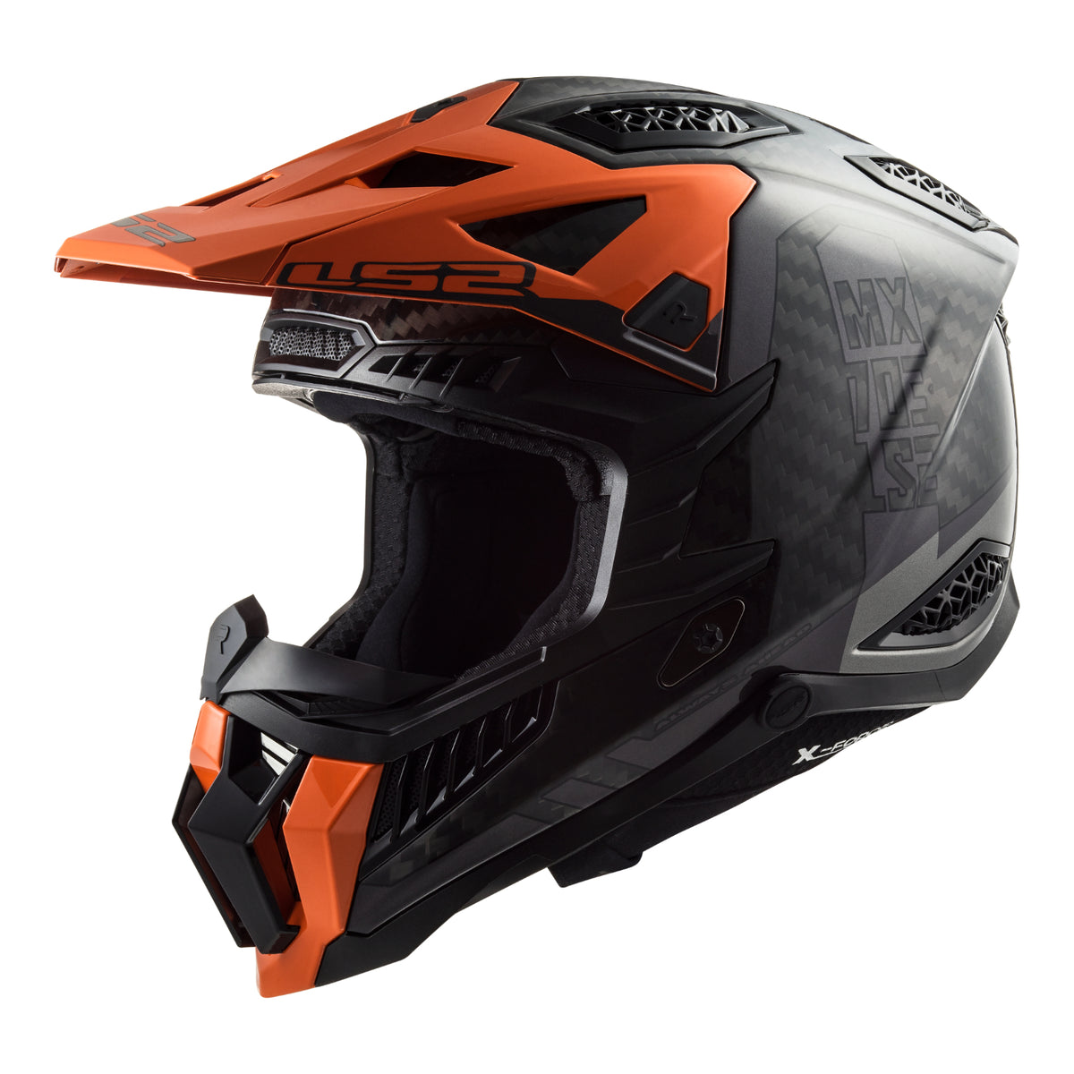 LS2 MX703 X-Force Carbon Helmet - Victory Titanium / Orange