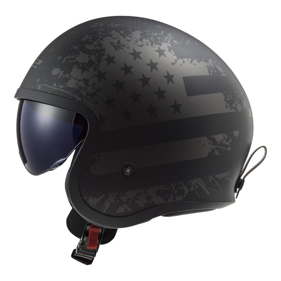 LS2 OF599 Spitfire II Flag Helmet - Matte Black 06
