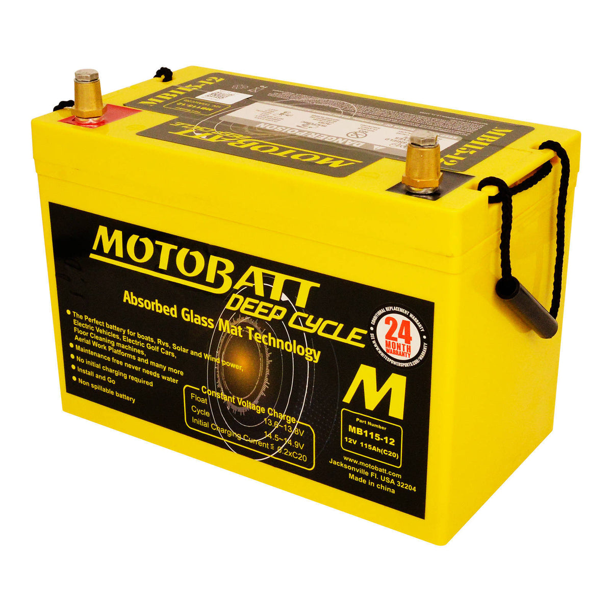 Motobatt Deep Cycle AGM Battery MB115 115Ah C20