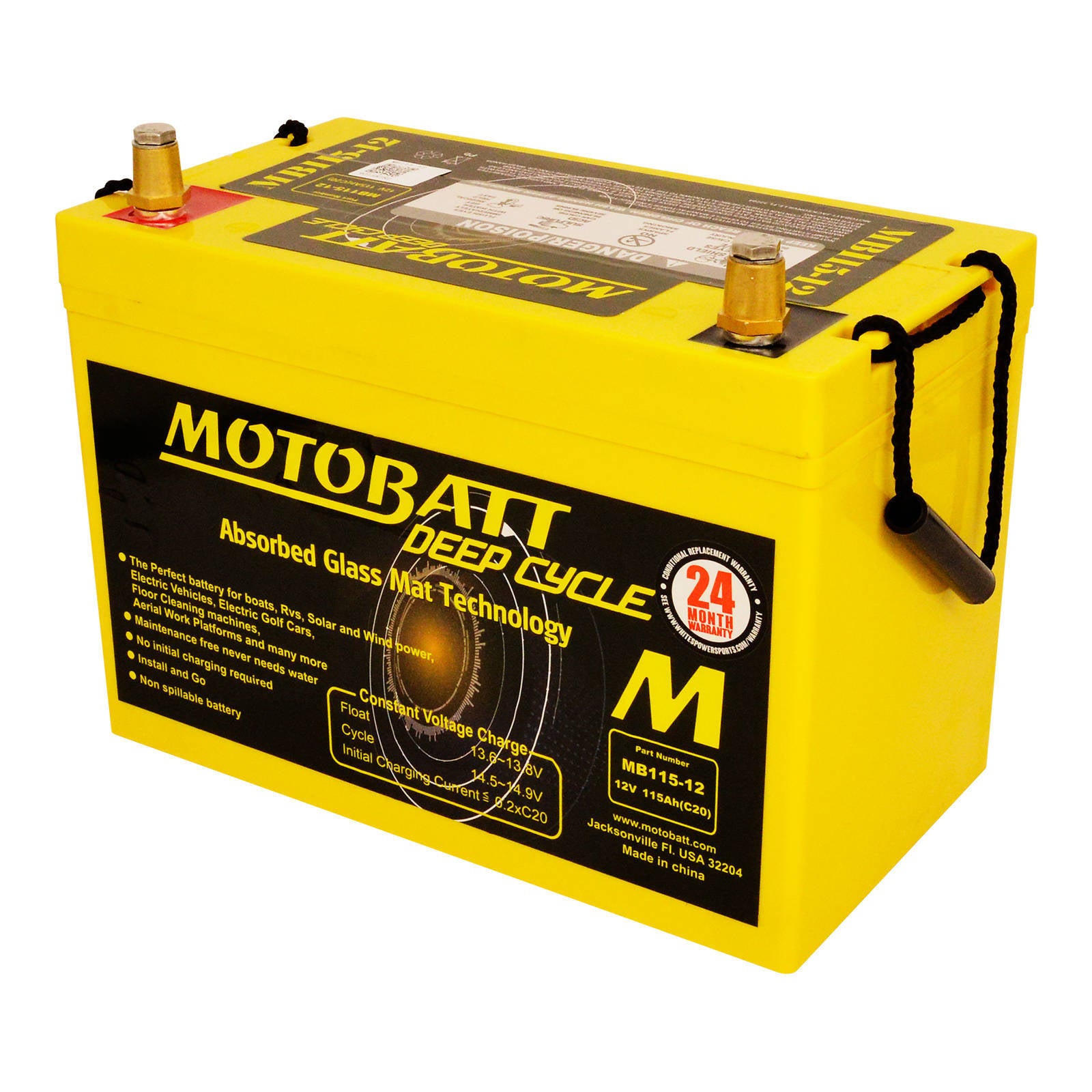 Motobatt Deep Cycle AGM Battery MB115 115Ah C20