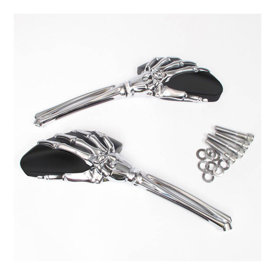 Whites Mirror Universal Skeleton Hand Chrome/Black HD (Pair)