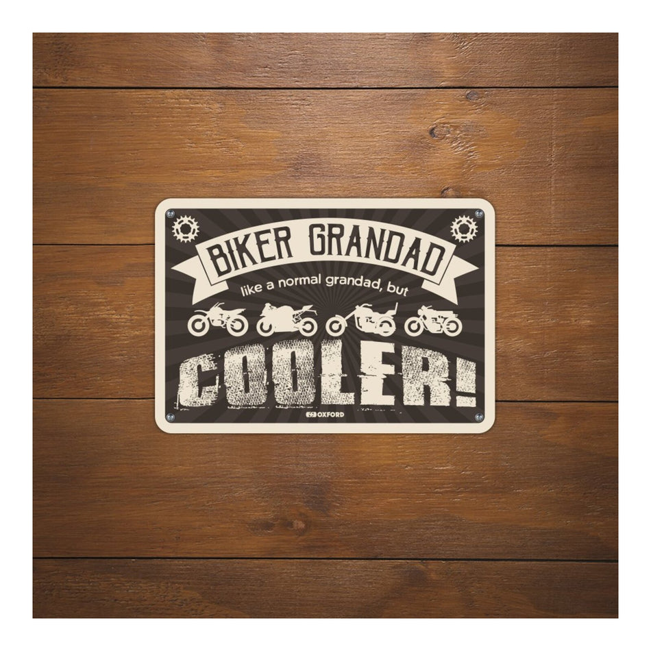 Oxford Garage Metal Sign: Biker Grandad, Like a Normal Grandad, But Cooler