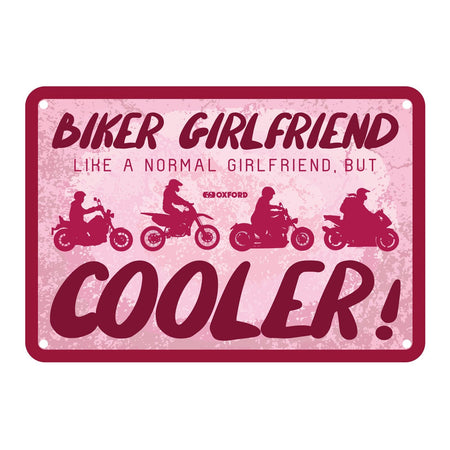 Oxford Garage Metal Sign: Biker Girlfriend, Like a Normal Girlfriend But Cooler