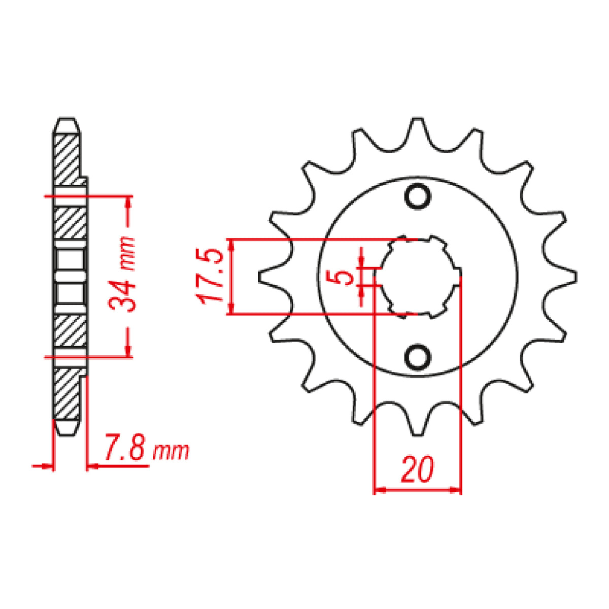 MTX 327 Hornet Lightweight Steel Front Sprocket #520 (10B-KRO)