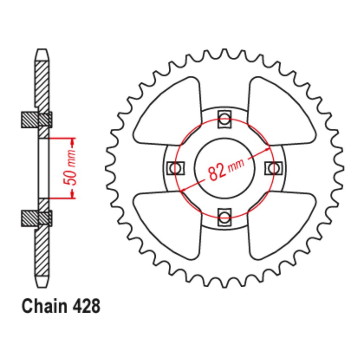 MTX 999 Steel Rear Sprocket #428 (11-459)