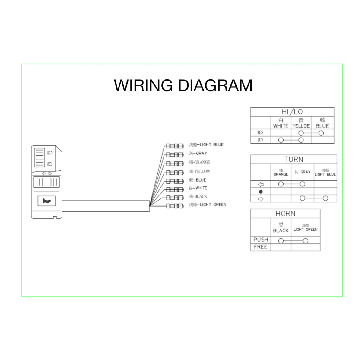 WHITES SWITCH HEADLAMP HIGH/LOW + HORN